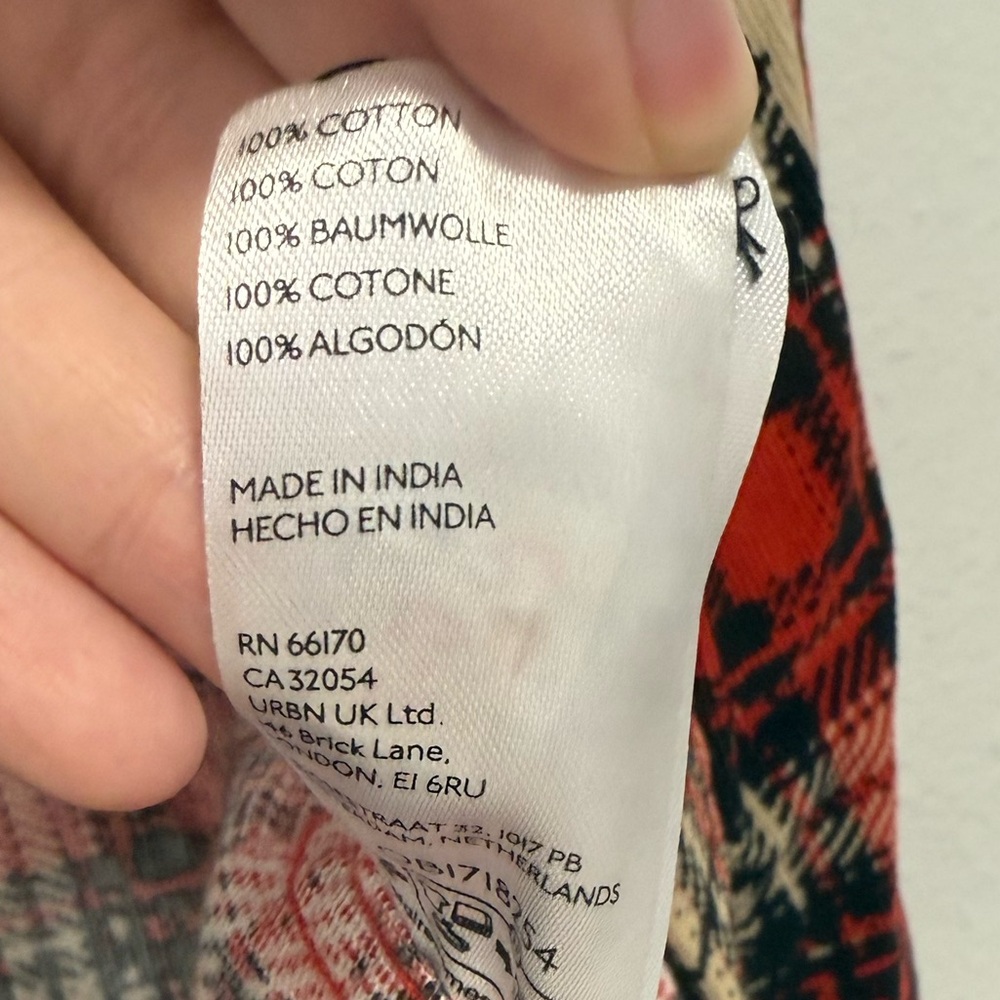 BDG Red and Cream Plaid Casual Shirt - Picture 4 of 5
